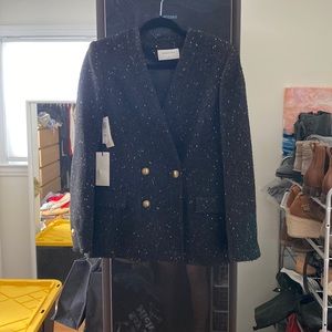 Brand new Aritzia gold and black tweed jacket